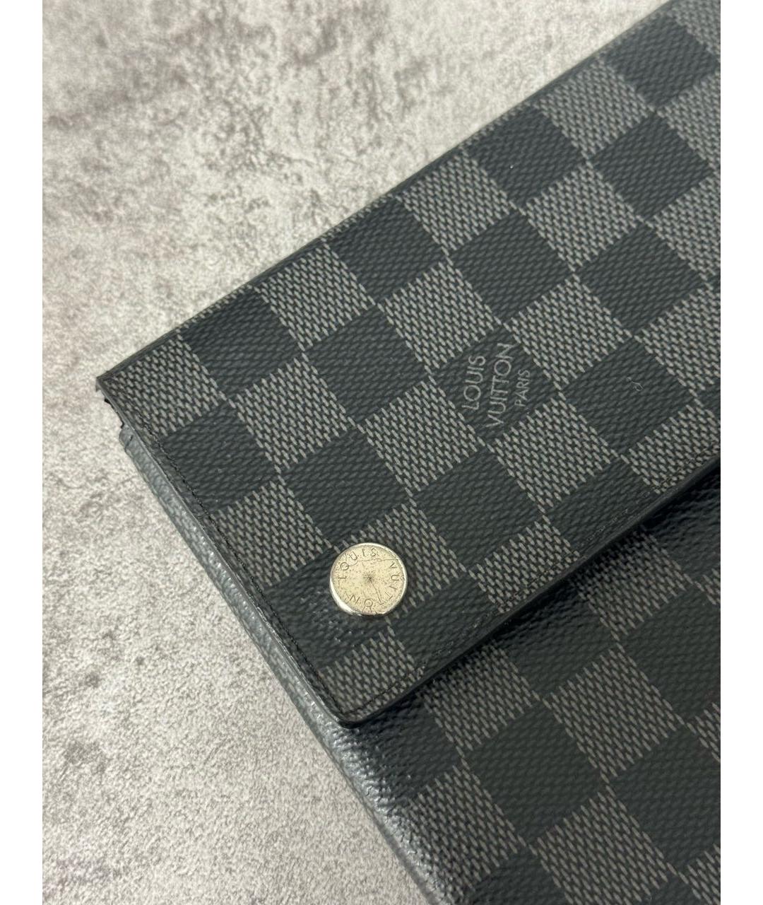 LOUIS VUITTON Черная кожаная папка для документов, фото 3