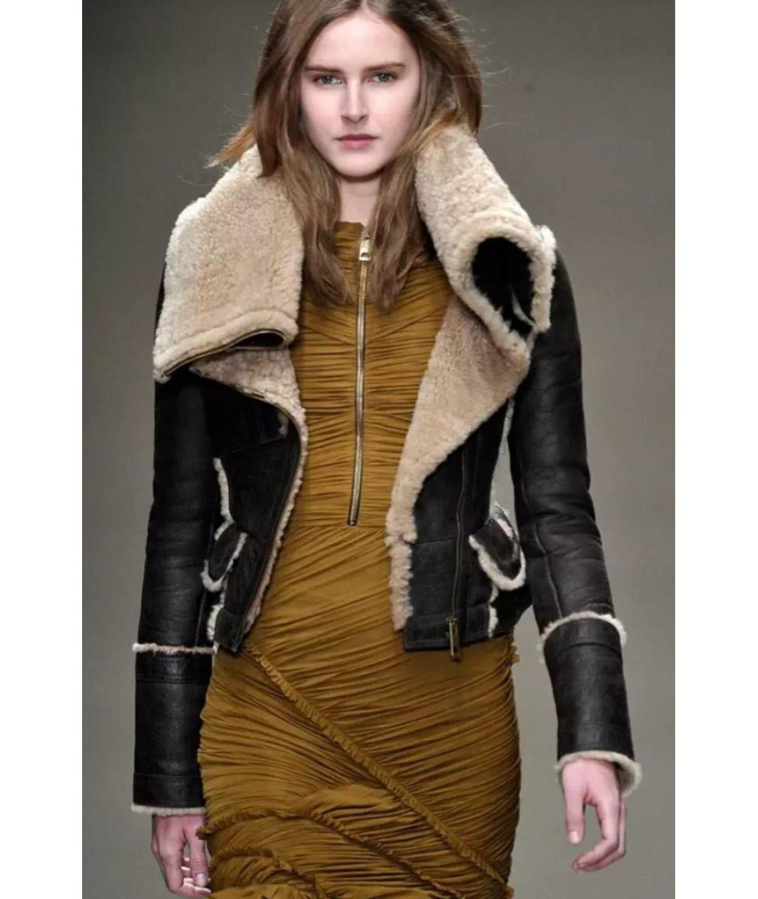 BURBERRY Коричневая кожаная дубленка, фото 5