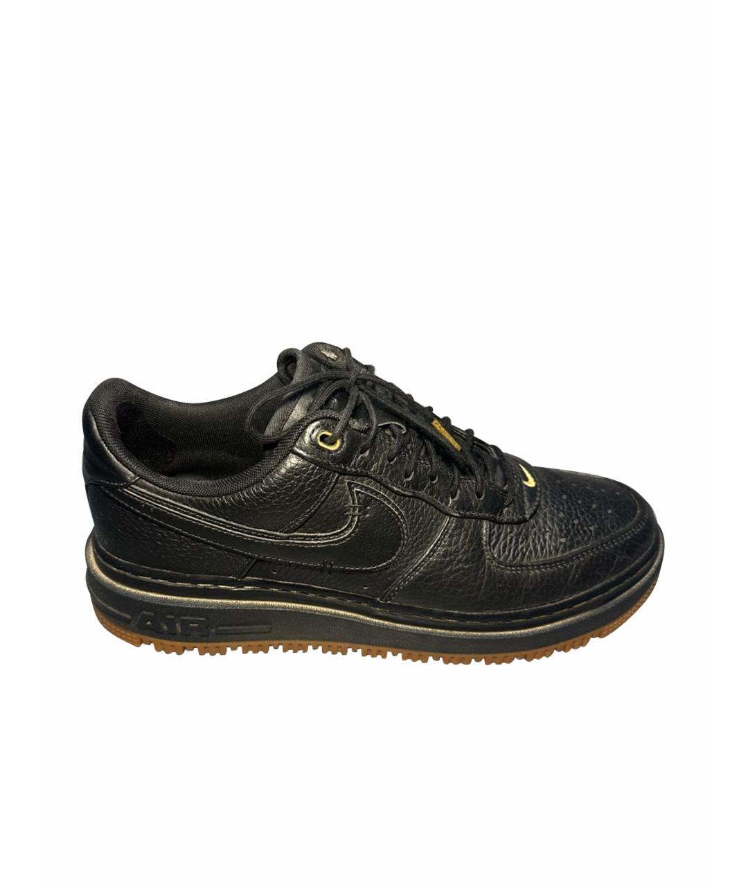 NIKE Черные кожаные низкие кроссовки / кеды, фото 1