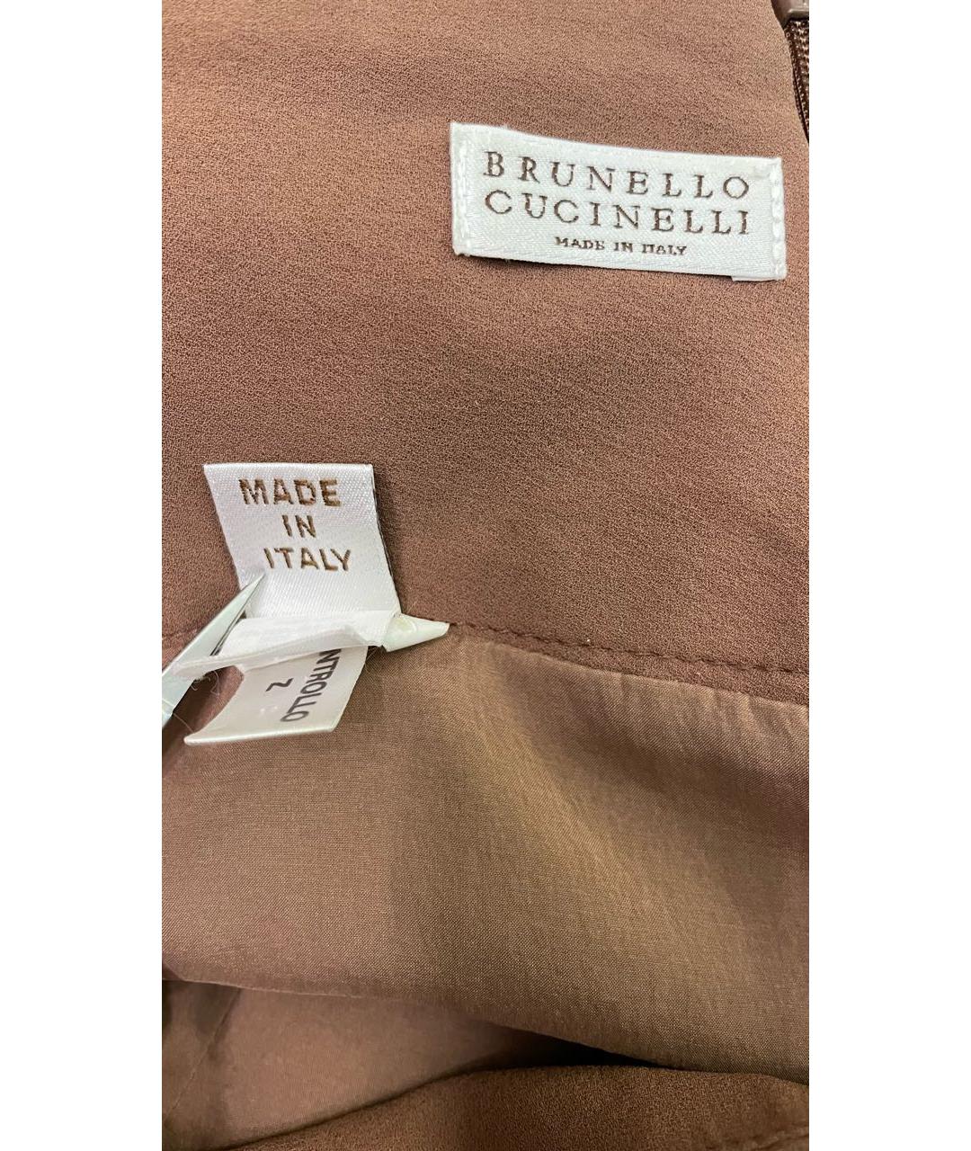 BRUNELLO CUCINELLI Коралловая шелковая юбка миди, фото 4