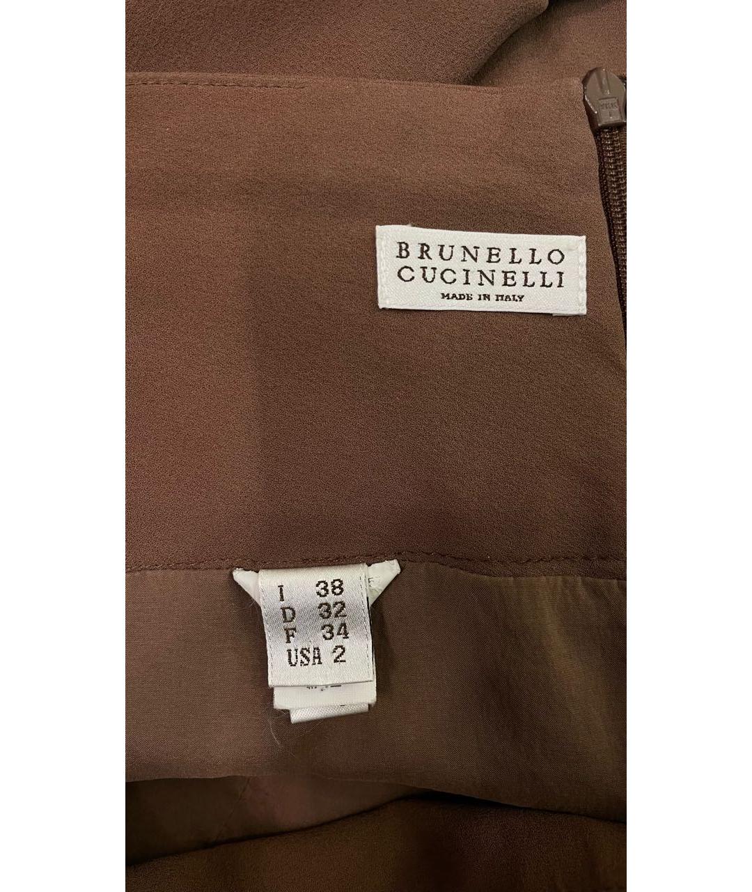 BRUNELLO CUCINELLI Коралловая шелковая юбка миди, фото 3
