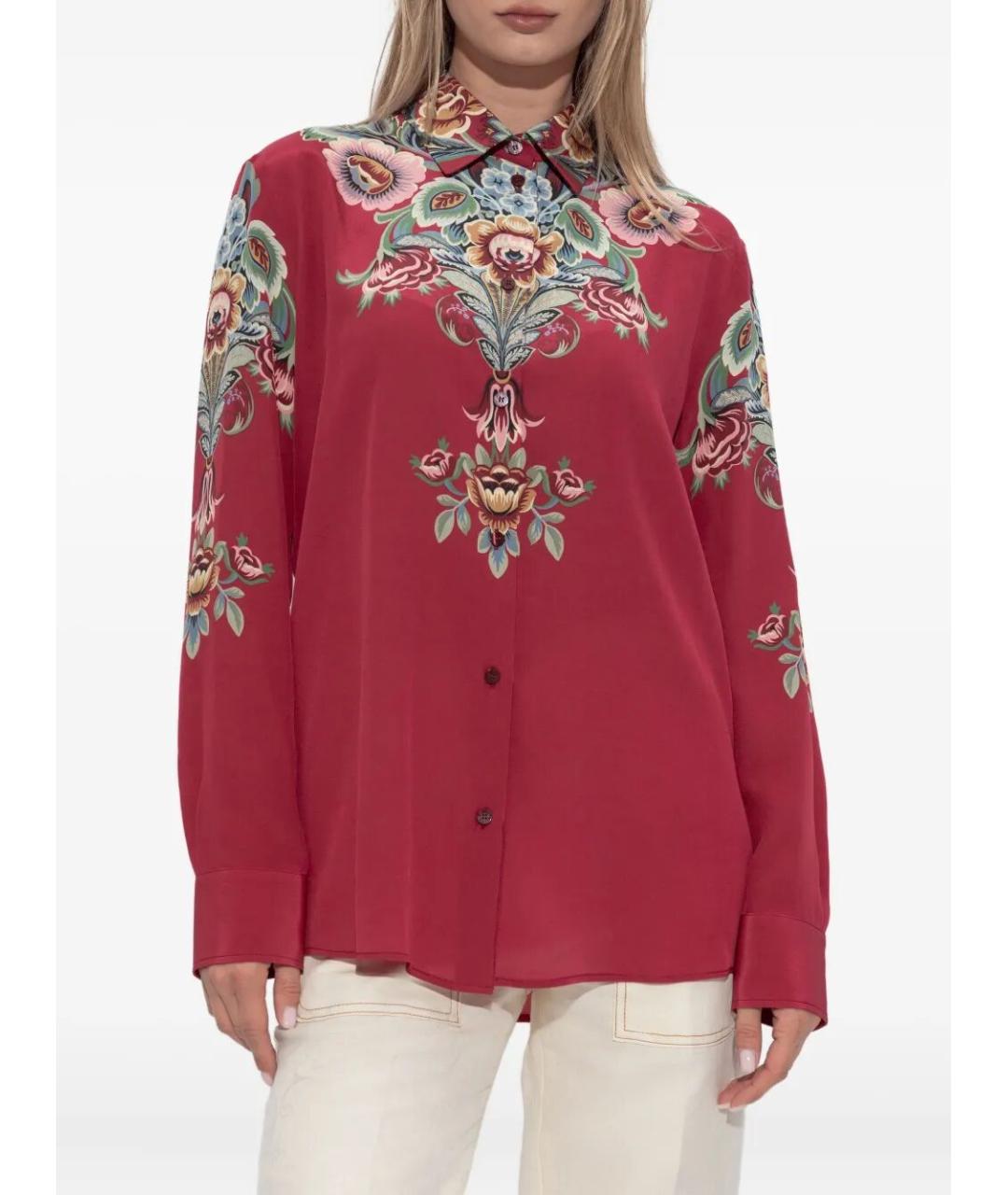 ETRO Бордовая шелковая рубашка, фото 4