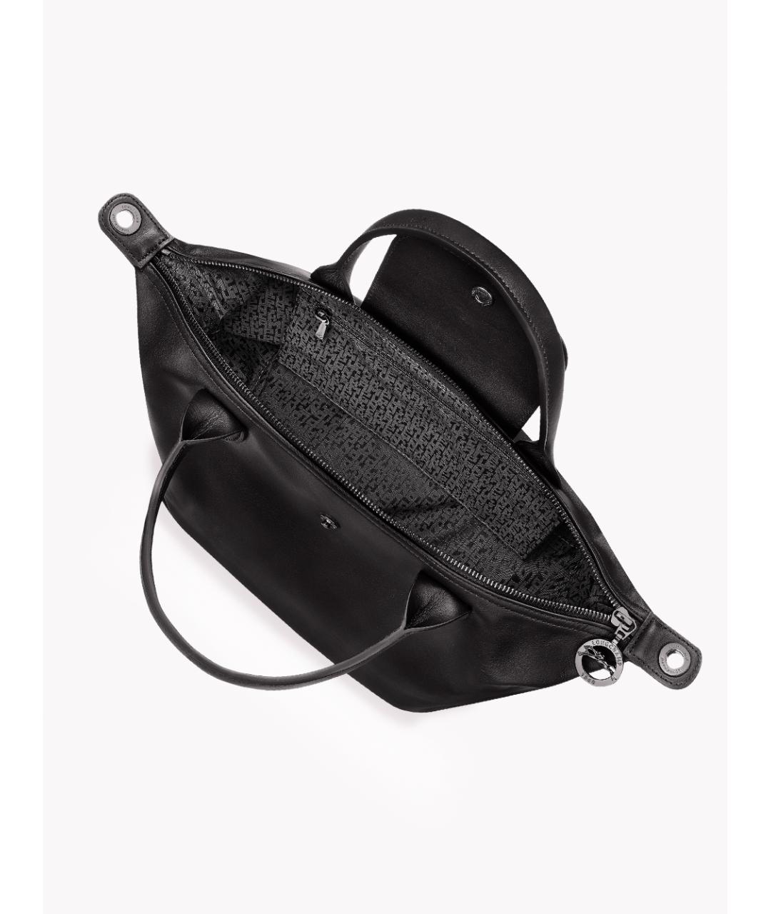 LONGCHAMP Черная кожаная сумка тоут, фото 4