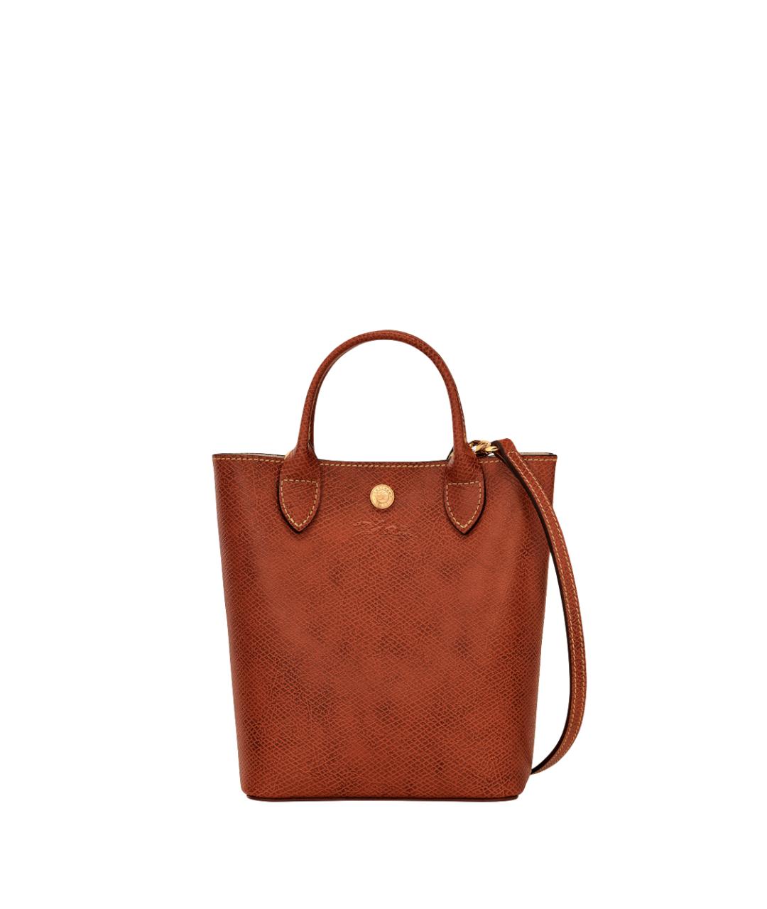 LONGCHAMP Коричневая кожаная сумка тоут, фото 1