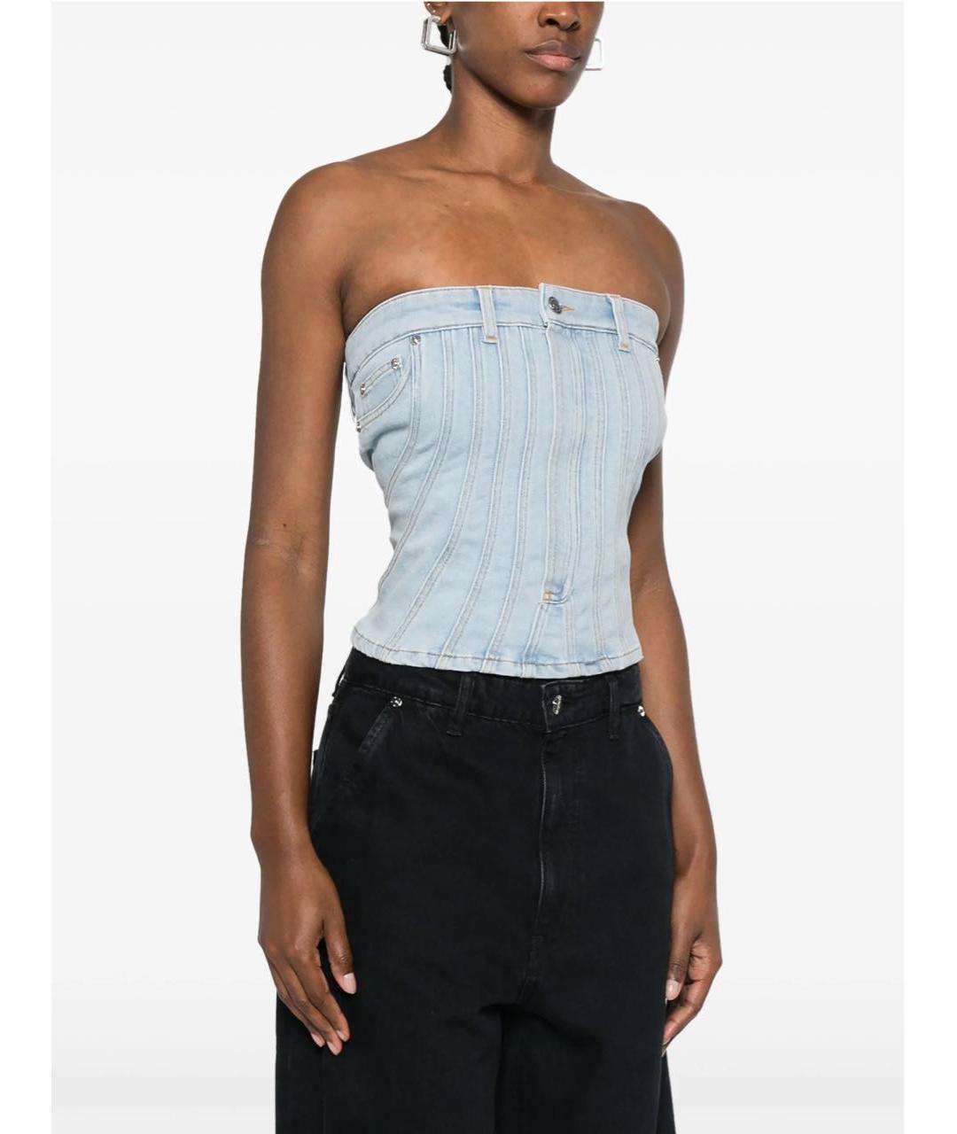 MUGLER Голубой деним корсет, фото 4