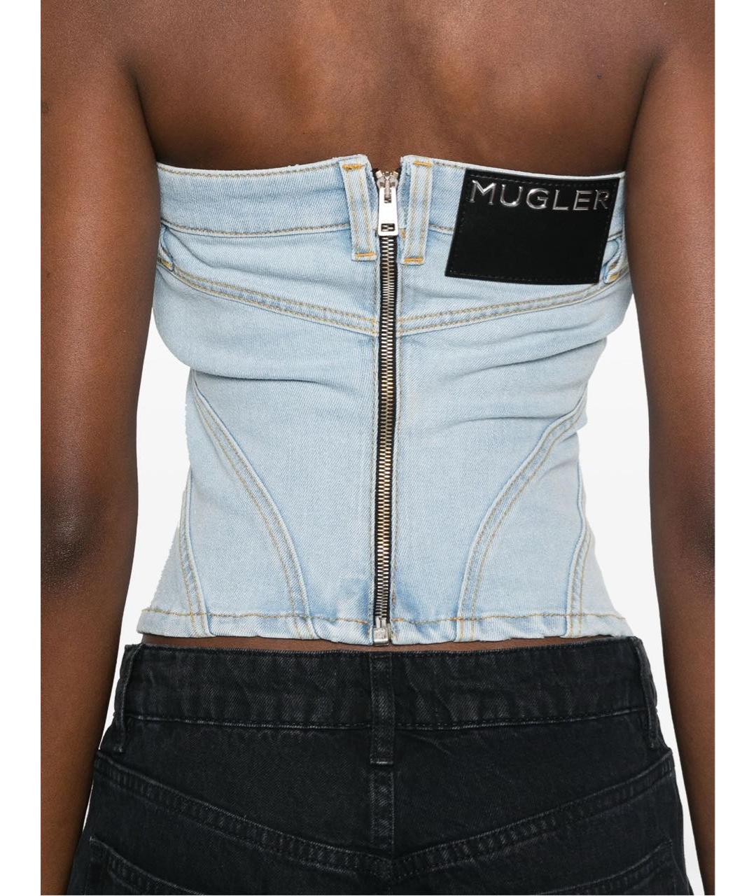 MUGLER Голубой деним корсет, фото 7