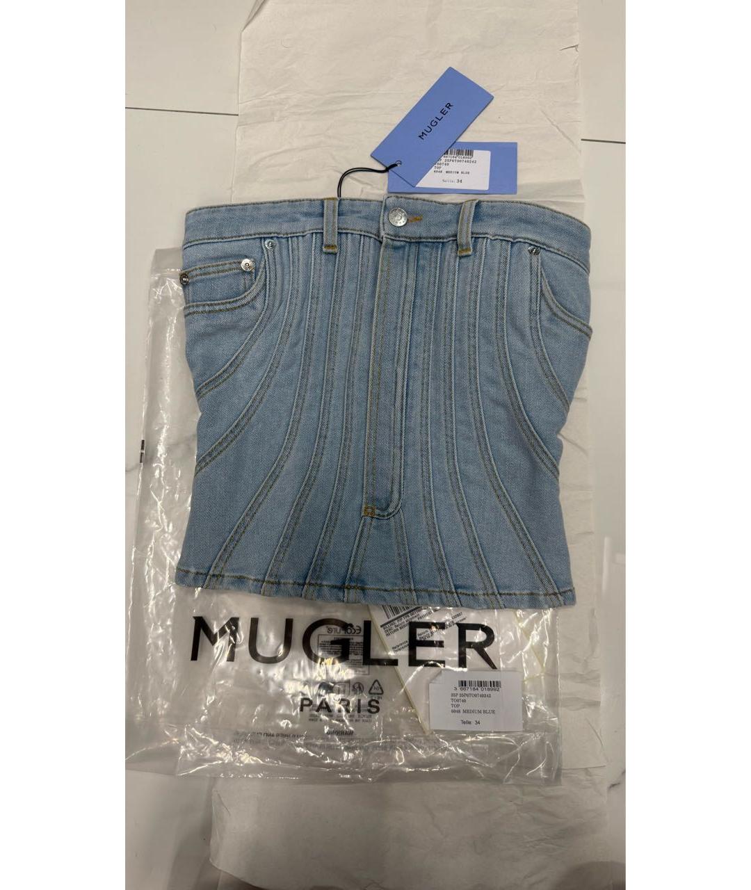 MUGLER Голубой деним корсет, фото 8