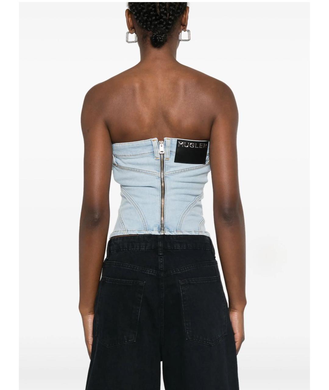 MUGLER Голубой деним корсет, фото 3
