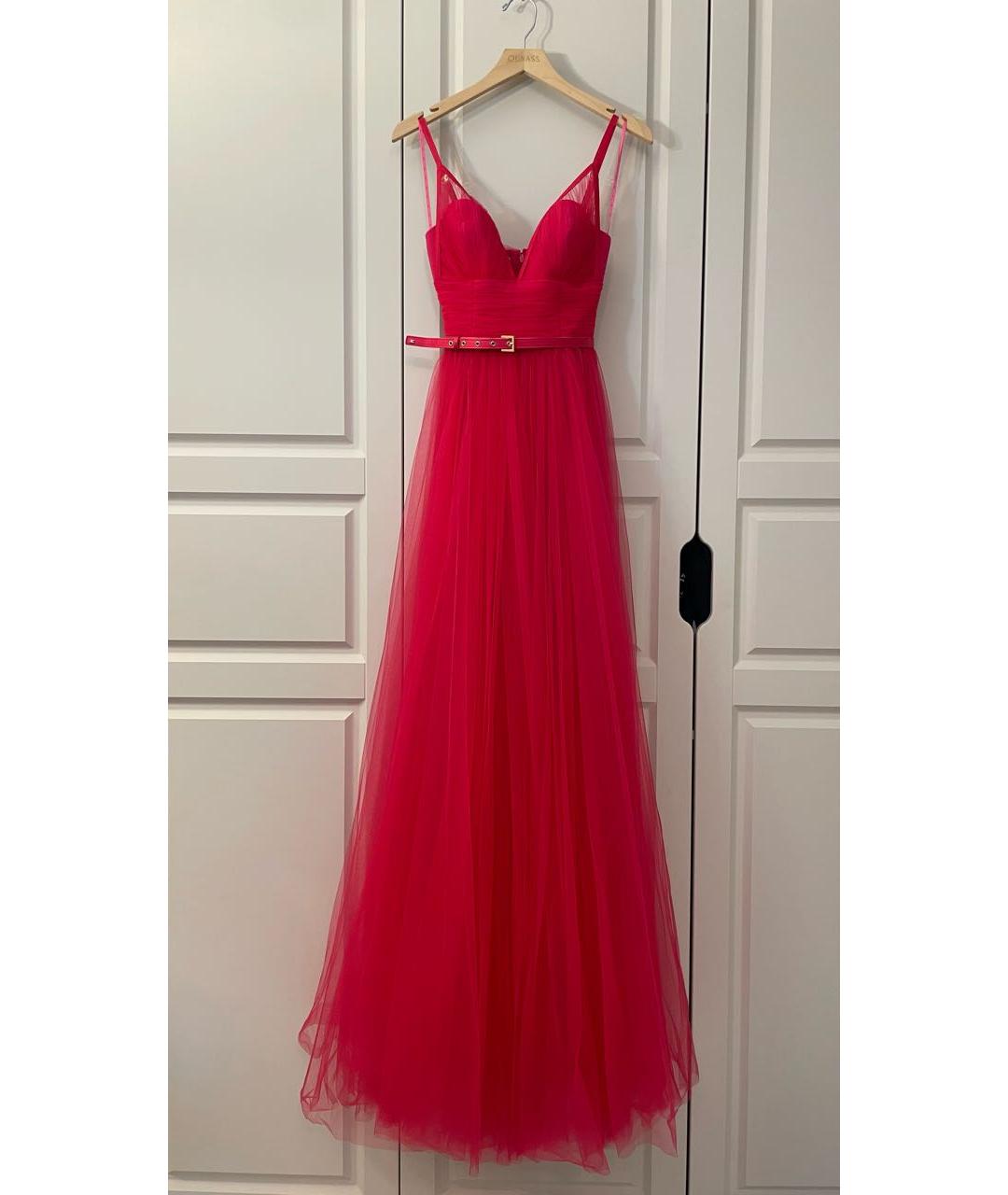 ELISABETTA FRANCHI Коралловое полиэстеровое коктейльное платье, фото 2