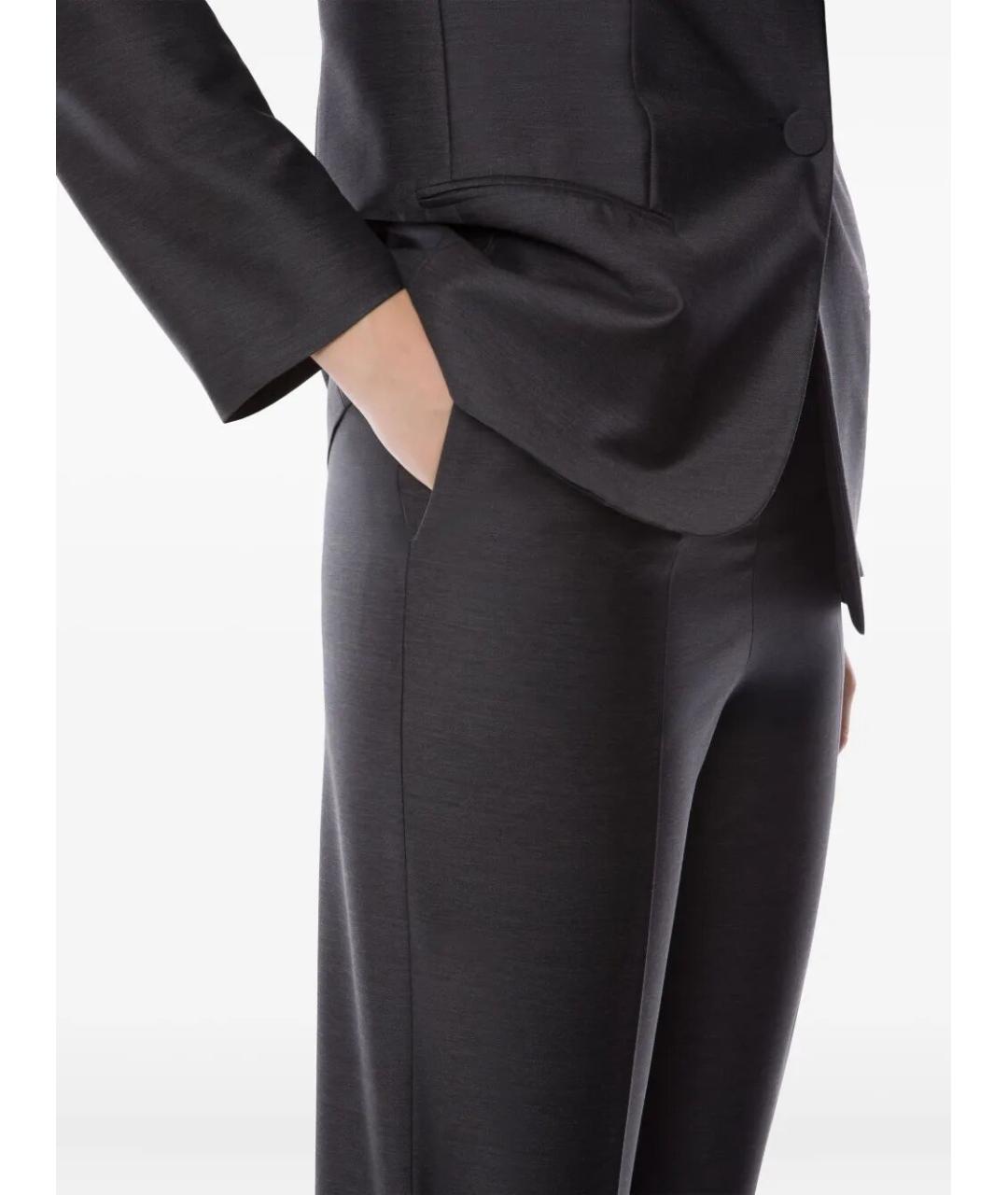 ALBERTA FERRETTI Серые шерстяные прямые брюки, фото 4