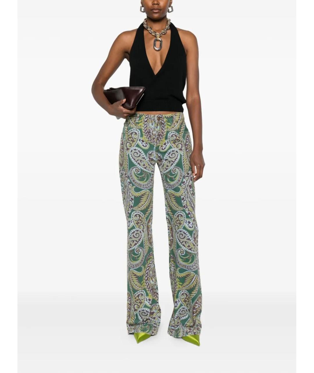 ETRO Зеленые хлопковые прямые джинсы, фото 2