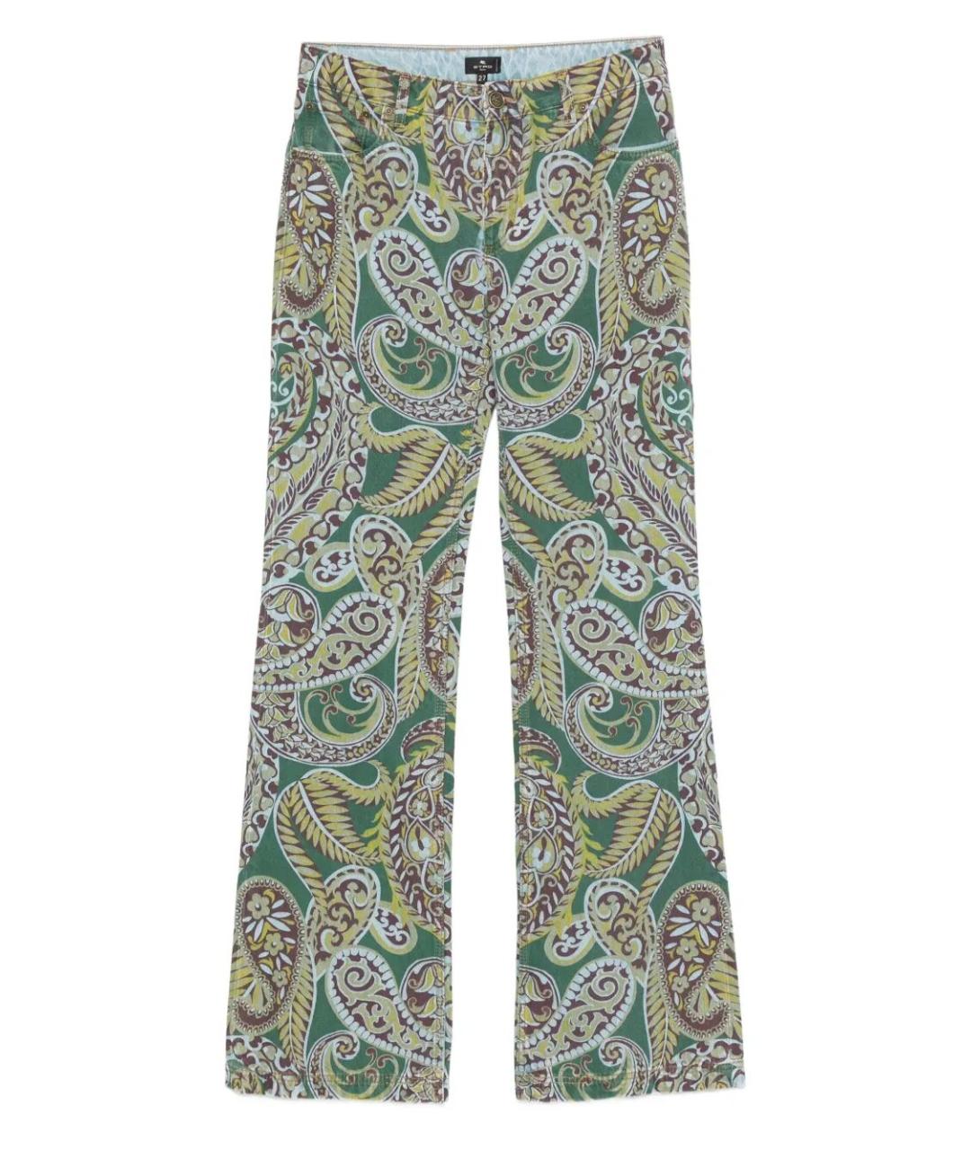 ETRO Зеленые хлопковые прямые джинсы, фото 1