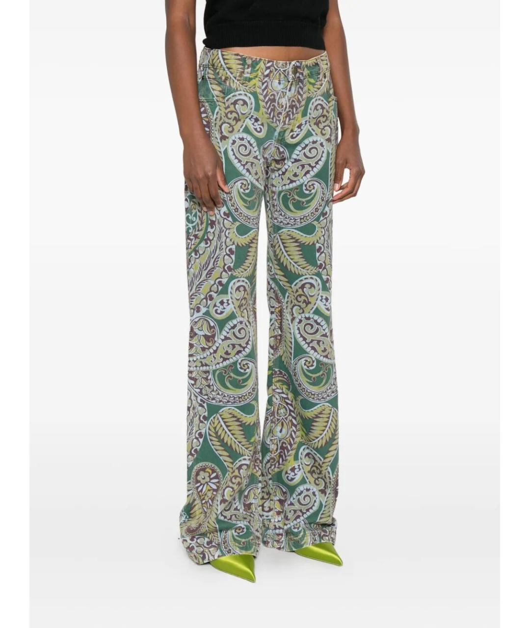 ETRO Зеленые хлопковые прямые джинсы, фото 5