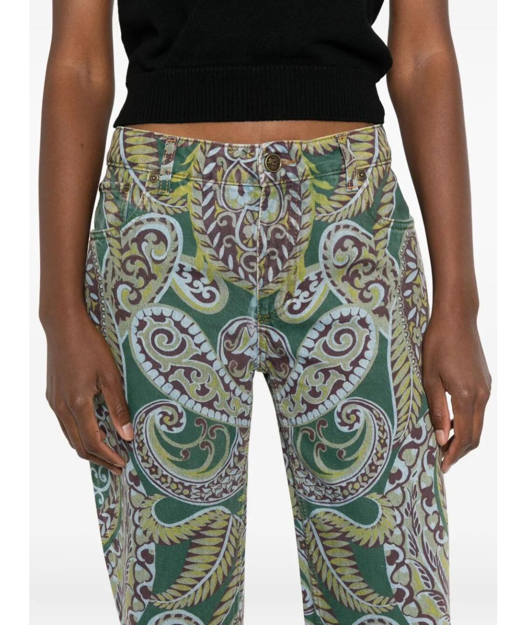 ETRO Зеленые хлопковые прямые джинсы, фото 3