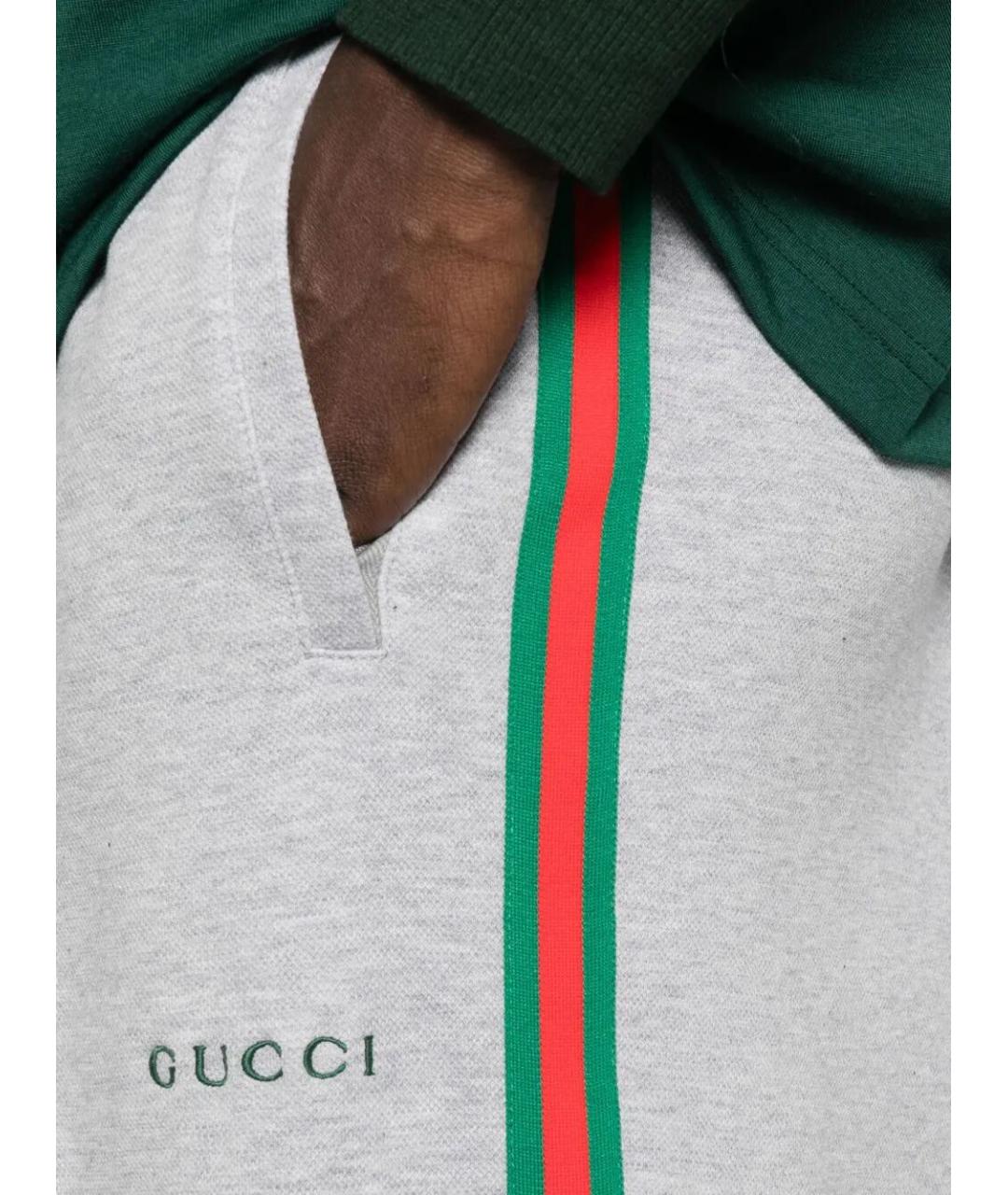GUCCI Серые хлопко-эластановые повседневные брюки, фото 4