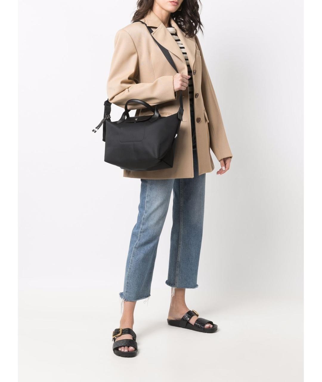 LONGCHAMP Черная синтетическая сумка с короткими ручками, фото 3