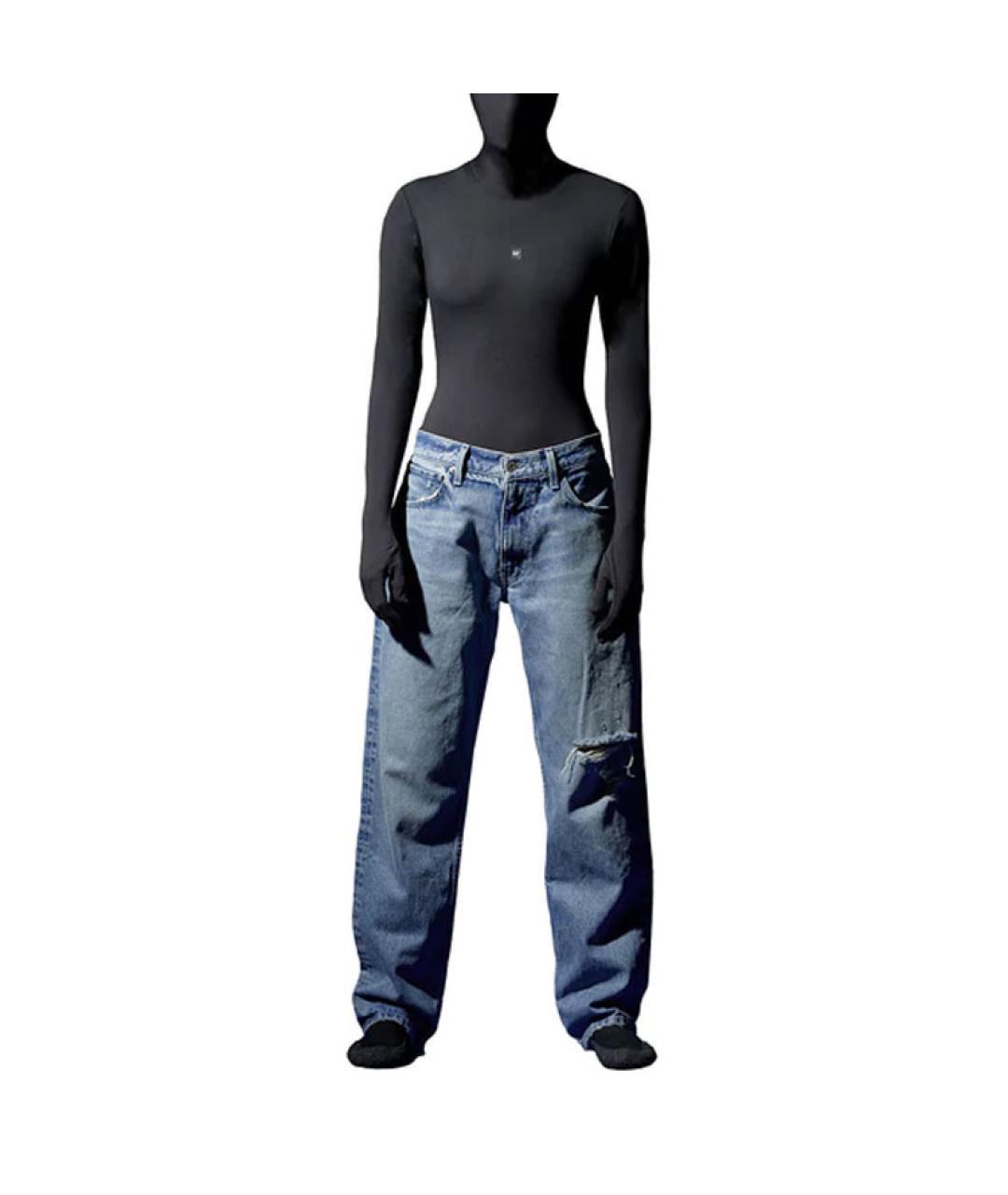 YEEZY Синие прямые джинсы, фото 3