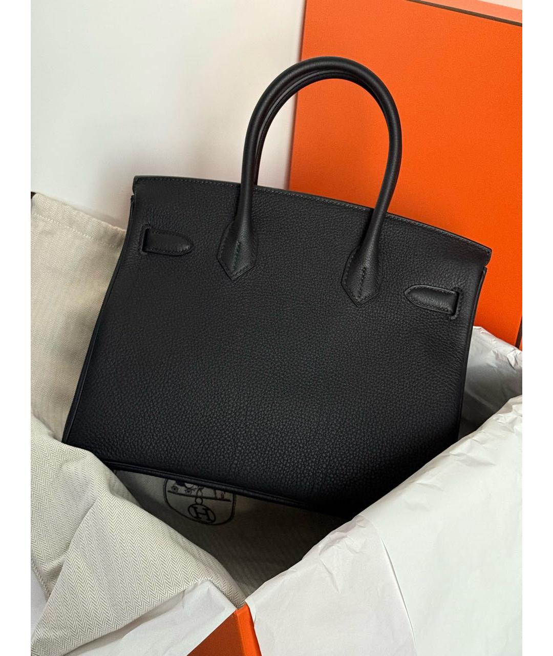 HERMES Черная кожаная сумка с короткими ручками, фото 6