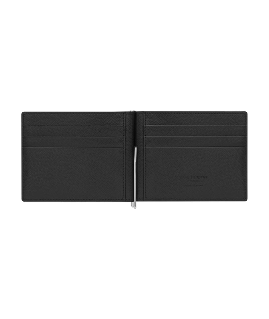 SAINT LAURENT Черный кожаный кошелек, фото 4