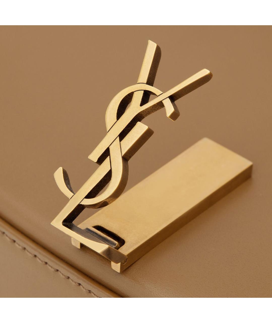 SAINT LAURENT Коричневая кожаная сумка через плечо, фото 6