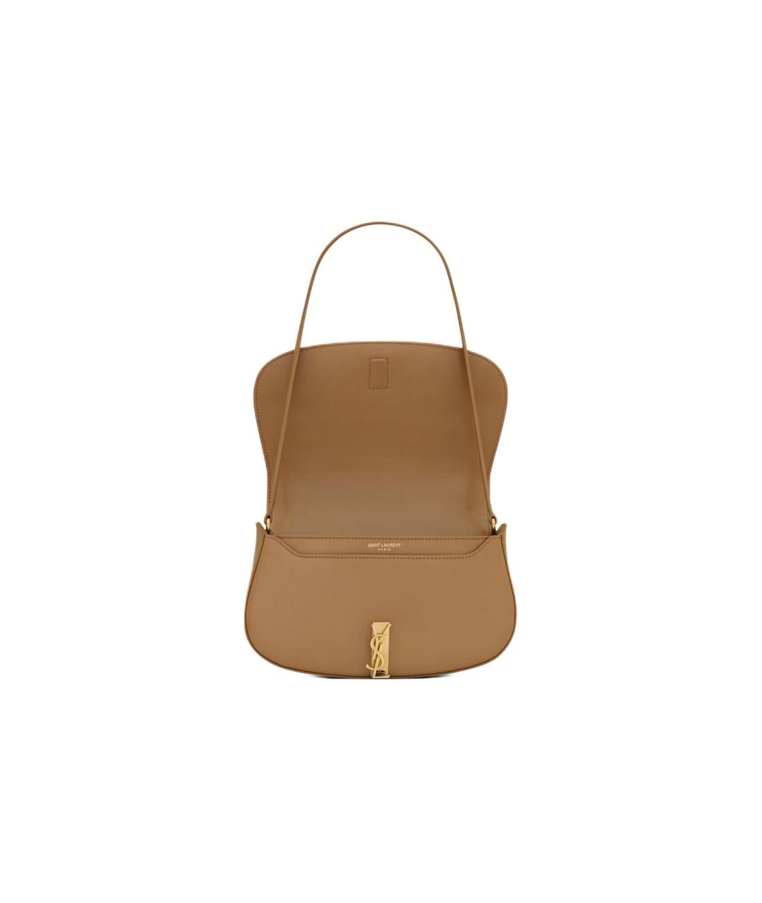 SAINT LAURENT Коричневая кожаная сумка через плечо, фото 5