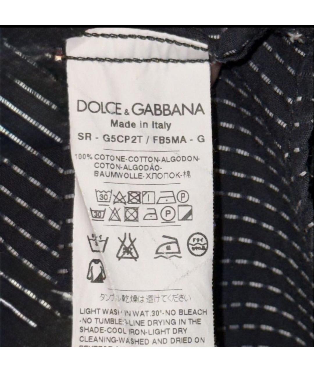 DOLCE&GABBANA Черная хлопковая кэжуал рубашка, фото 5