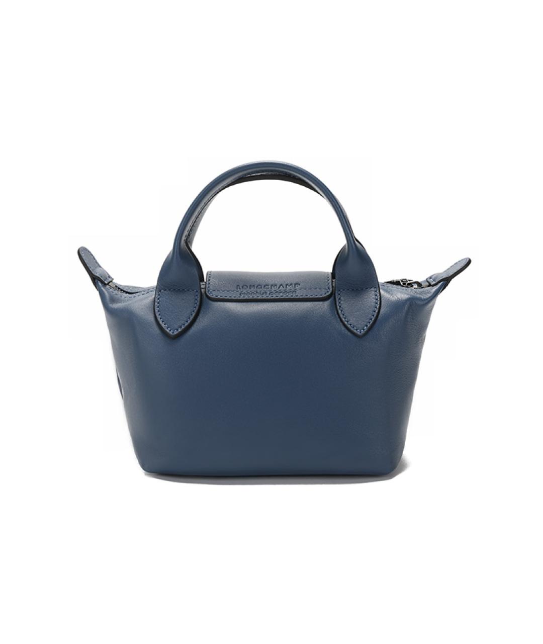 LONGCHAMP Синяя кожаная сумка с короткими ручками, фото 3