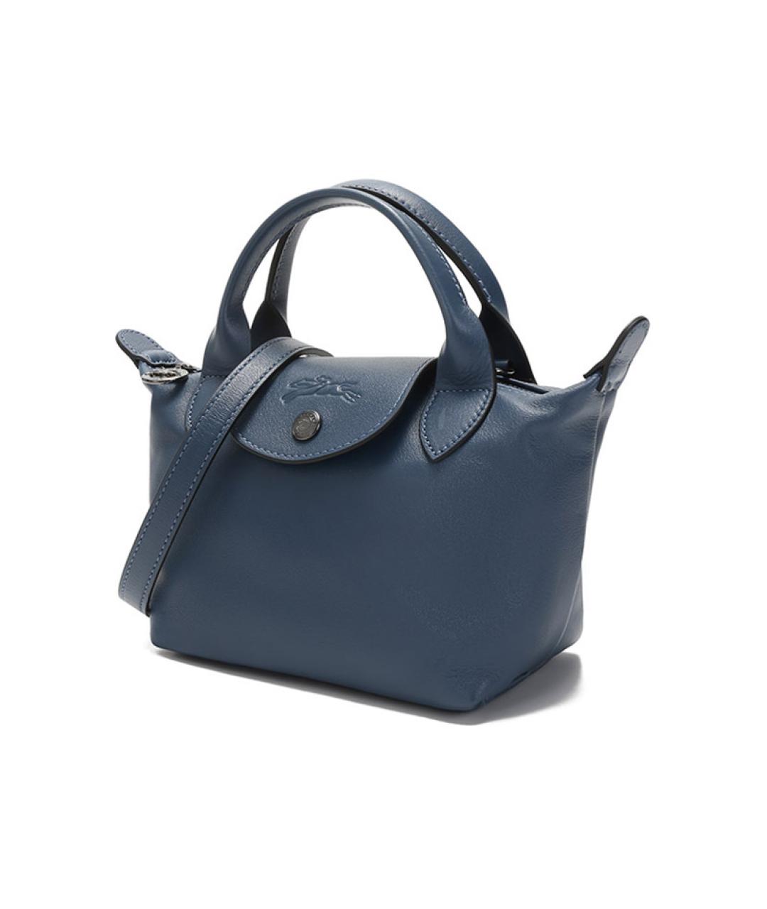 LONGCHAMP Синяя кожаная сумка с короткими ручками, фото 2
