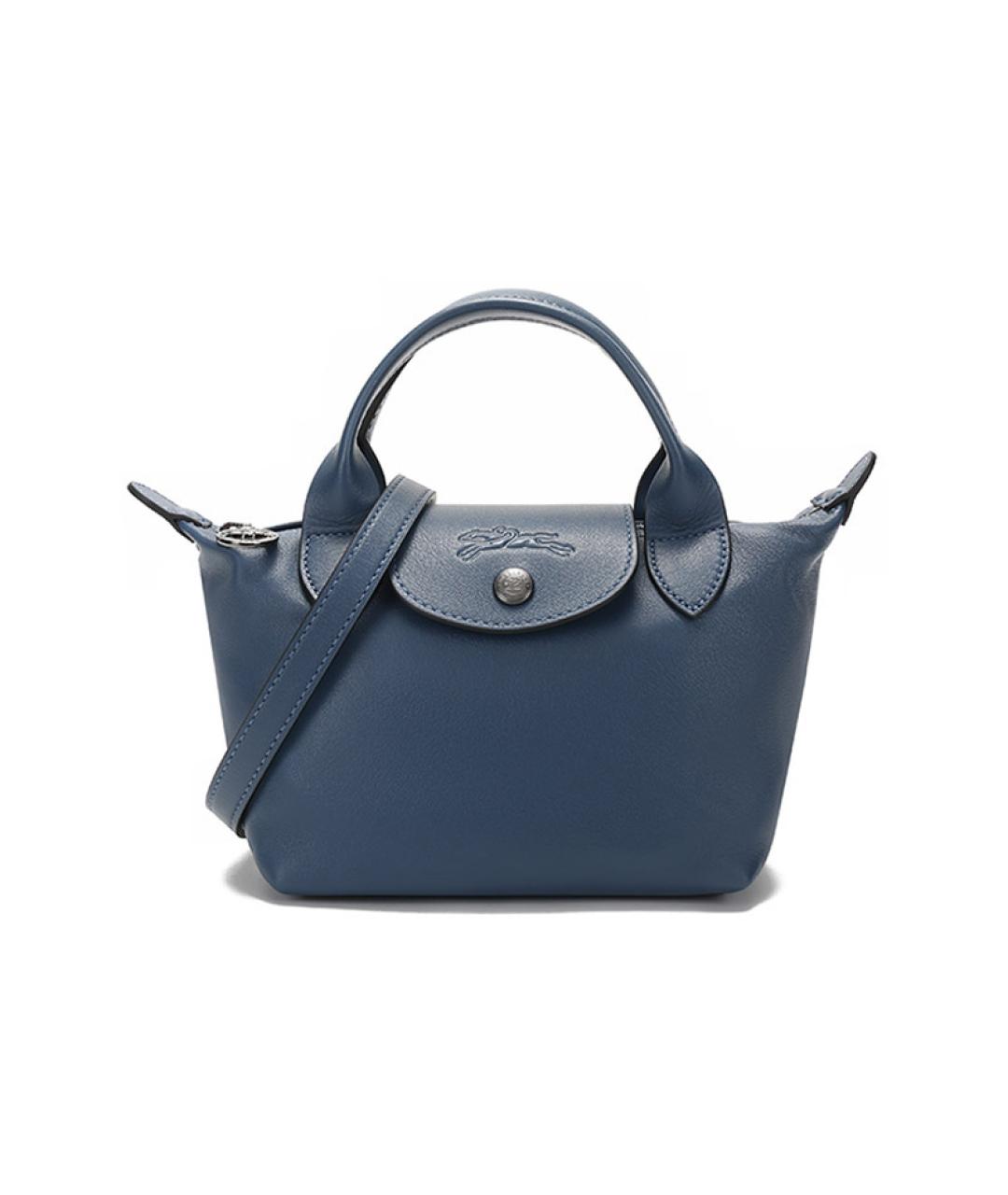 LONGCHAMP Синяя кожаная сумка с короткими ручками, фото 1