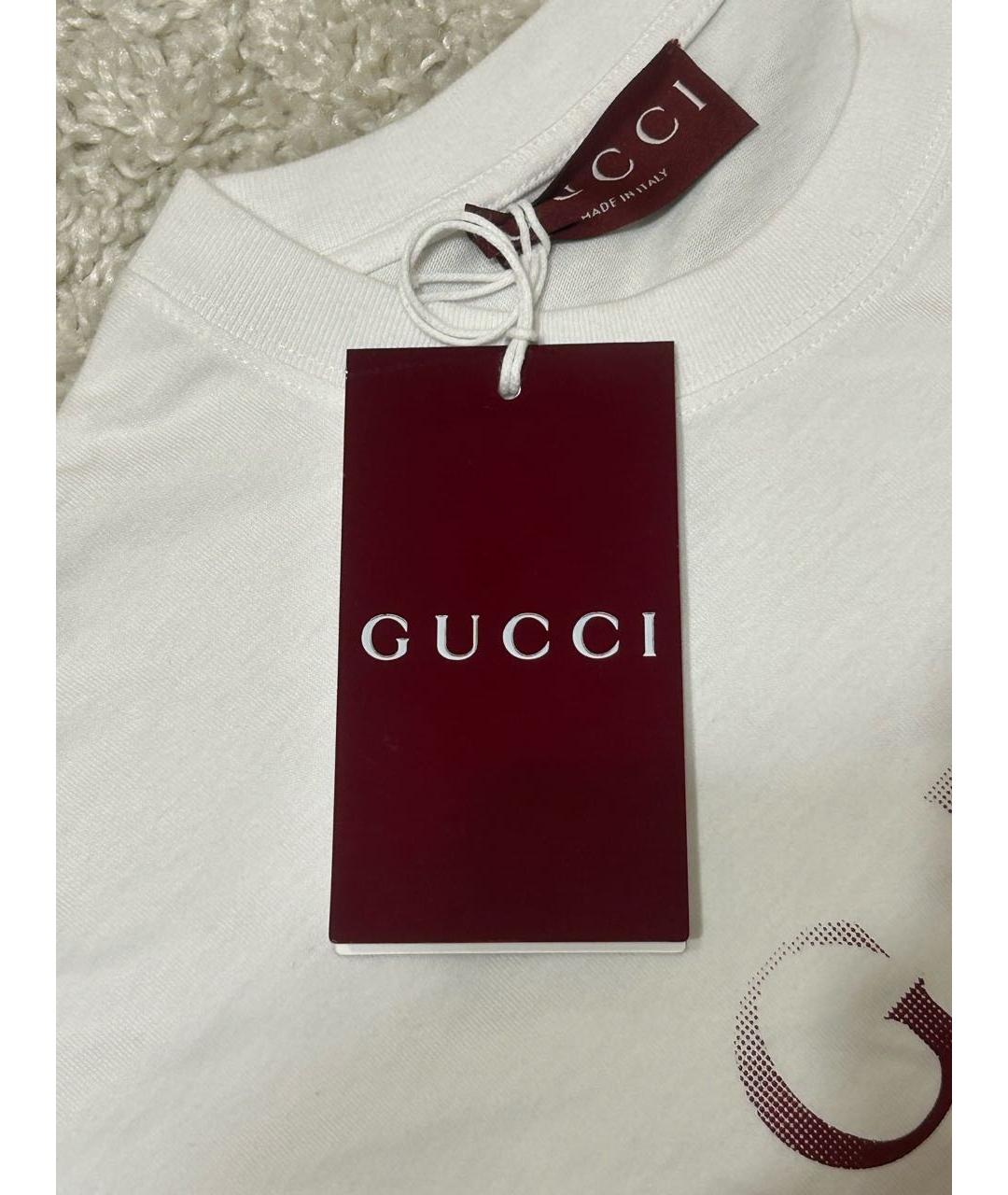 GUCCI Белая хлопковая футболка, фото 5