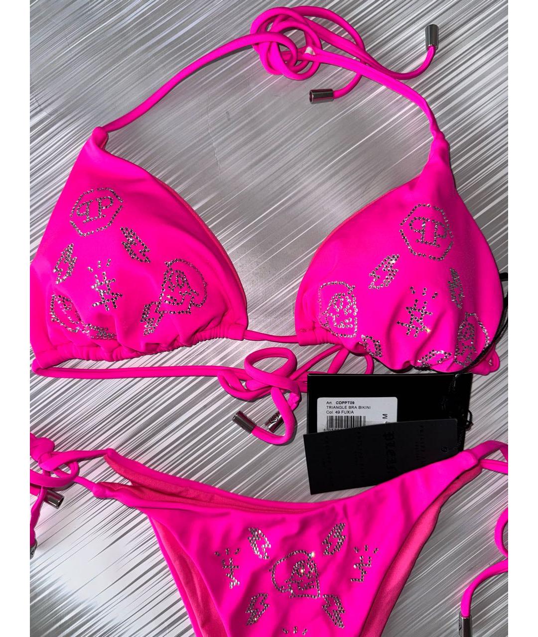 PHILIPP PLEIN Розовый полиэстеровый купальник, фото 6