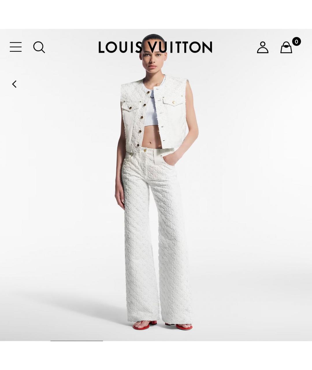 LOUIS VUITTON Белые хлопковые джинсы клеш, фото 4