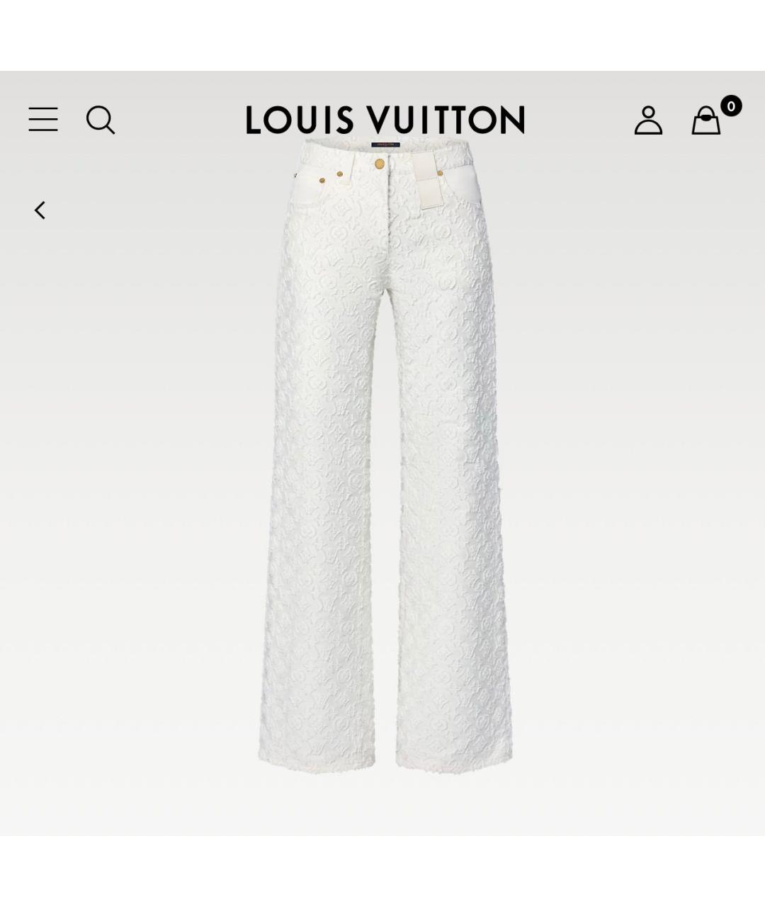 LOUIS VUITTON Белые хлопковые джинсы клеш, фото 3