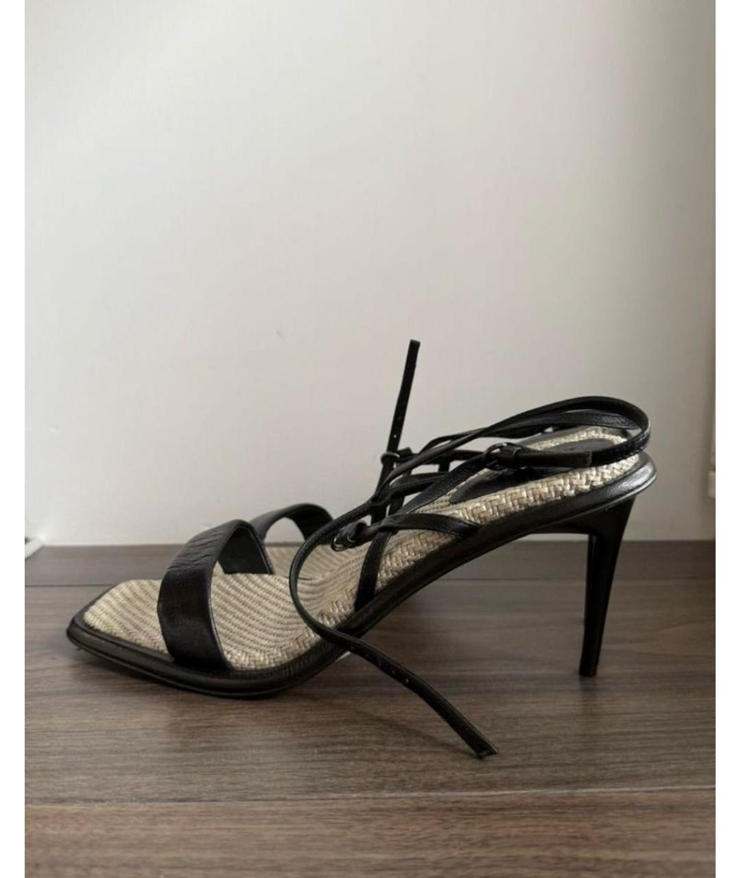 MAX MARA Черные кожаные босоножки, фото 8