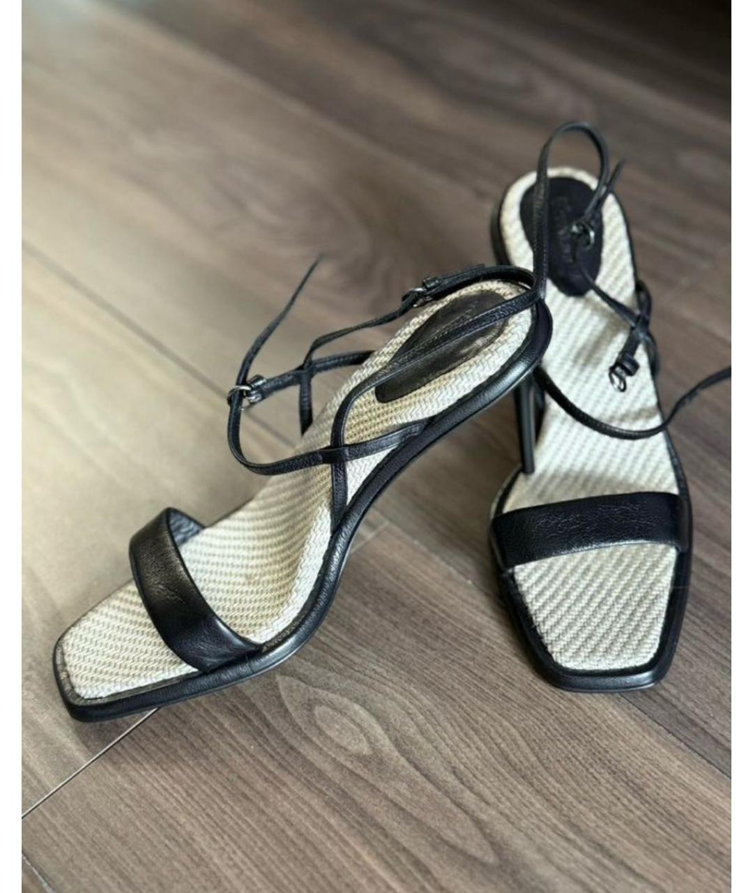 MAX MARA Черные кожаные босоножки, фото 3