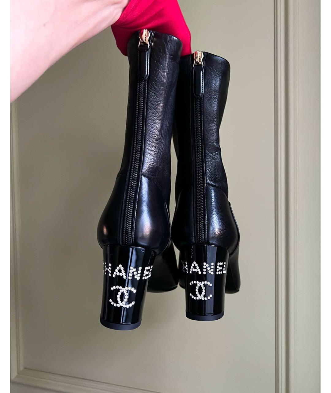 CHANEL Черные кожаные полусапоги, фото 4
