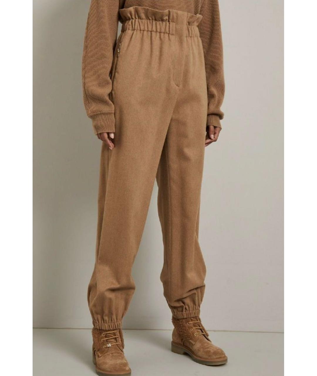 MAX MARA Бежевые шерстяные брюки широкие, фото 4