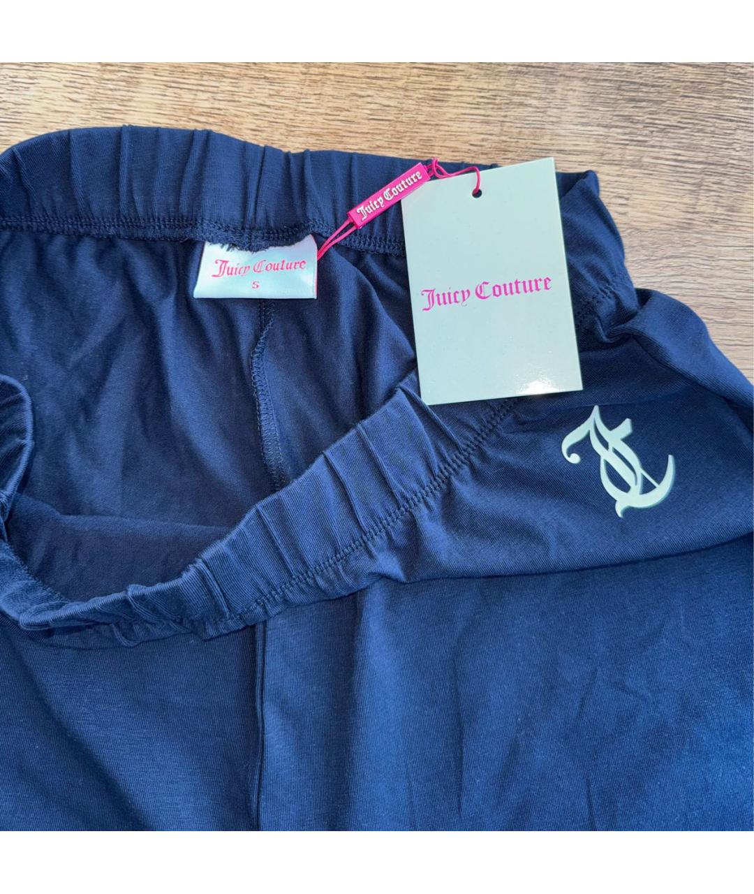 JUICY COUTURE Темно-синие хлопко-эластановые леггинсы и велосипедки, фото 5