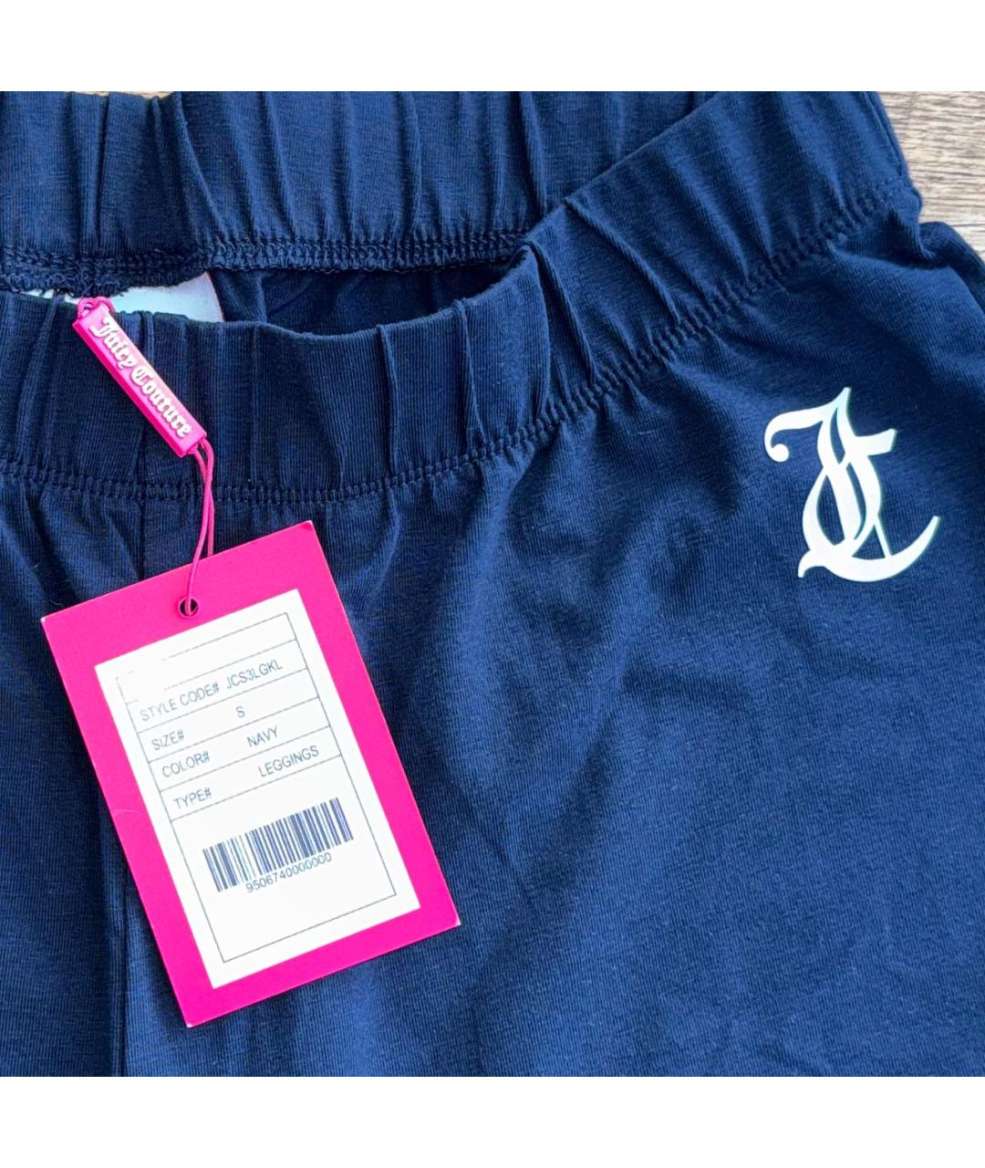 JUICY COUTURE Темно-синие хлопко-эластановые леггинсы и велосипедки, фото 6