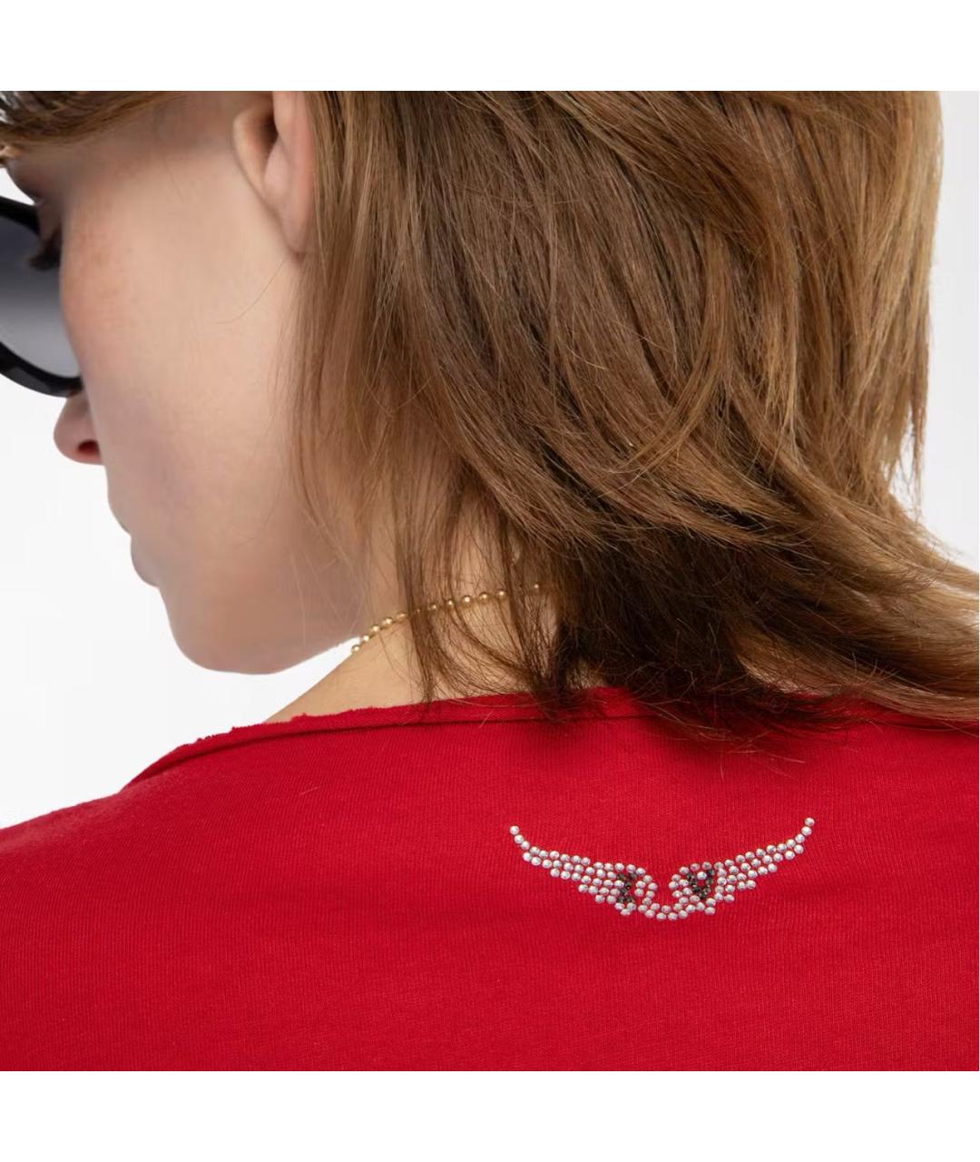 ZADIG & VOLTAIRE Красная хлопковая футболка, фото 3