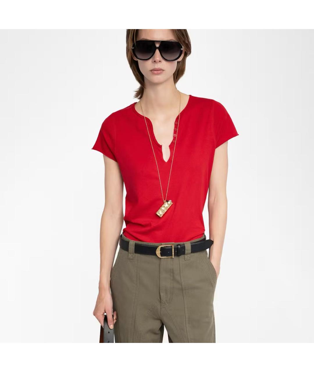 ZADIG & VOLTAIRE Красная хлопковая футболка, фото 2