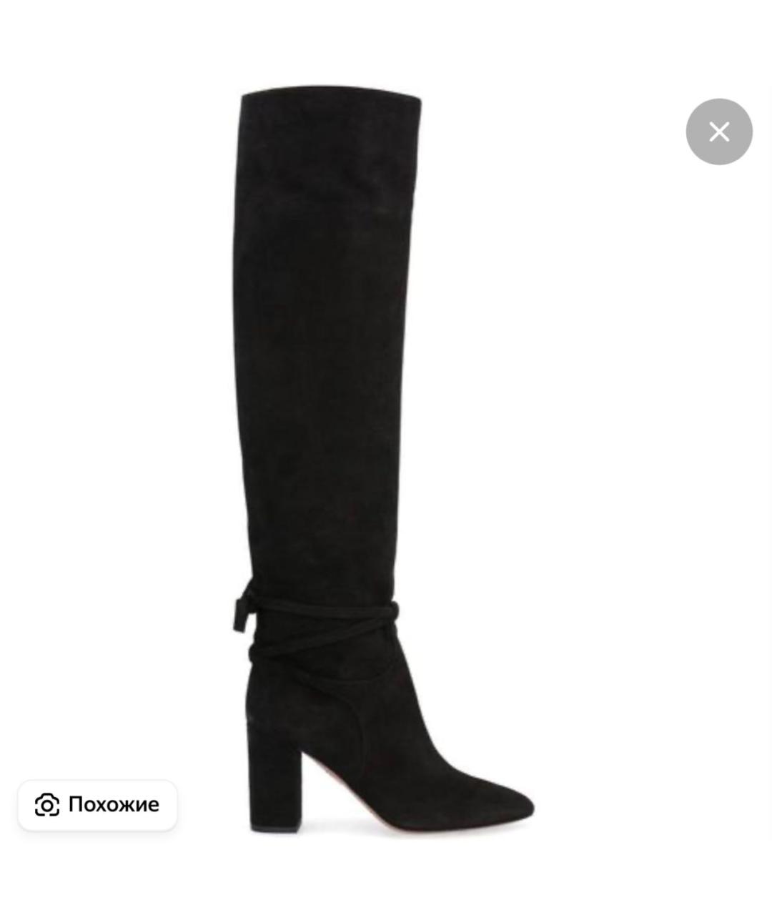 AQUAZZURA Черные замшевые сапоги, фото 5
