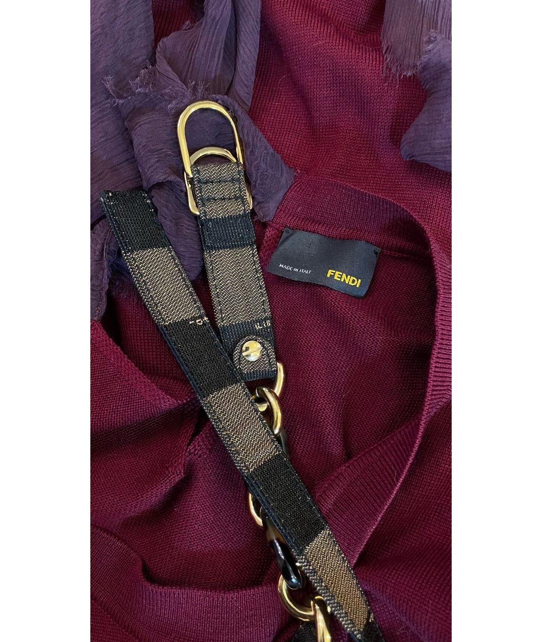 FENDI Бордовое кашемировое вечернее платье, фото 3