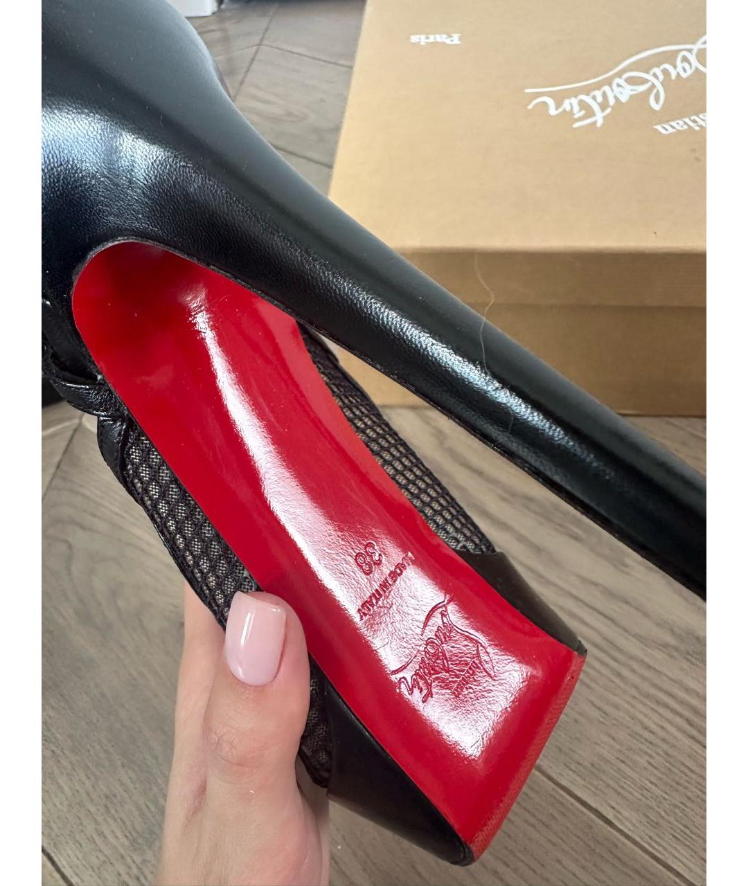 CHRISTIAN LOUBOUTIN Черные кожаные туфли, фото 3