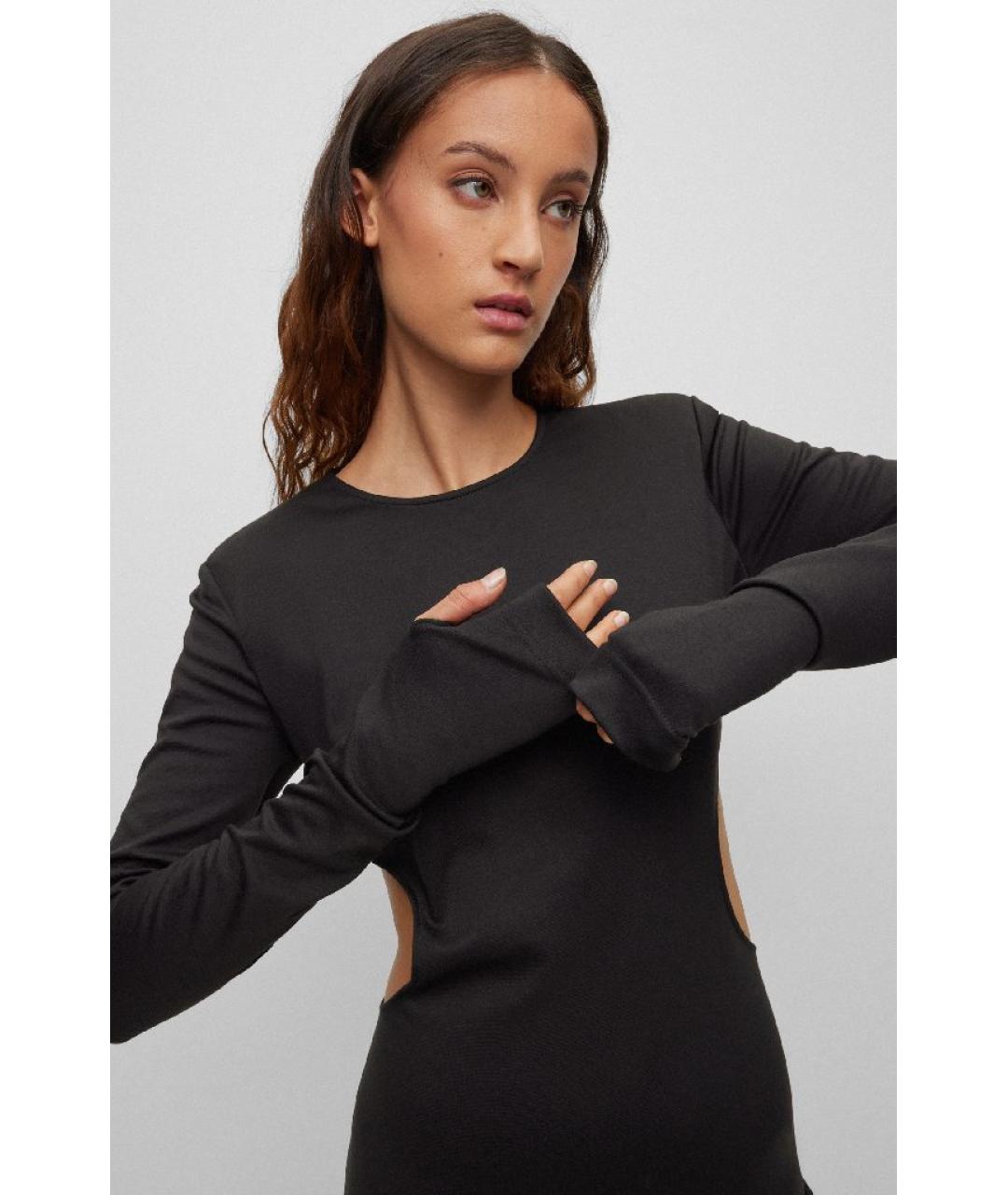 HUGO Черное полиэстеровое платье, фото 2