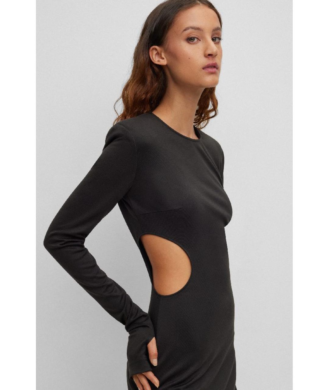 HUGO Черное полиэстеровое платье, фото 4