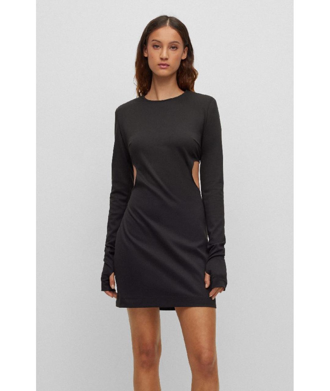 HUGO Черное полиэстеровое платье, фото 5