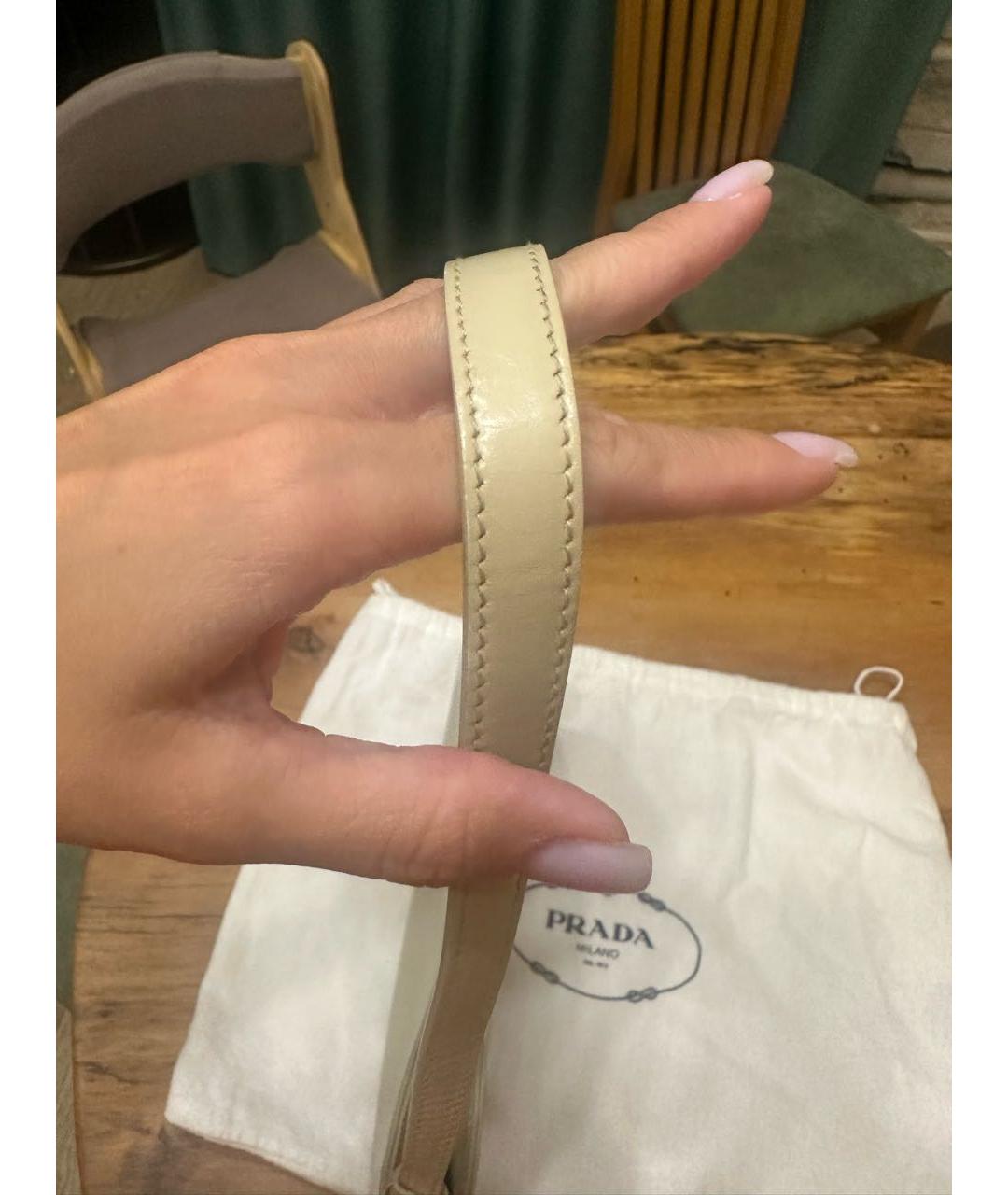 PRADA Бежевая кожаная сумка через плечо, фото 7