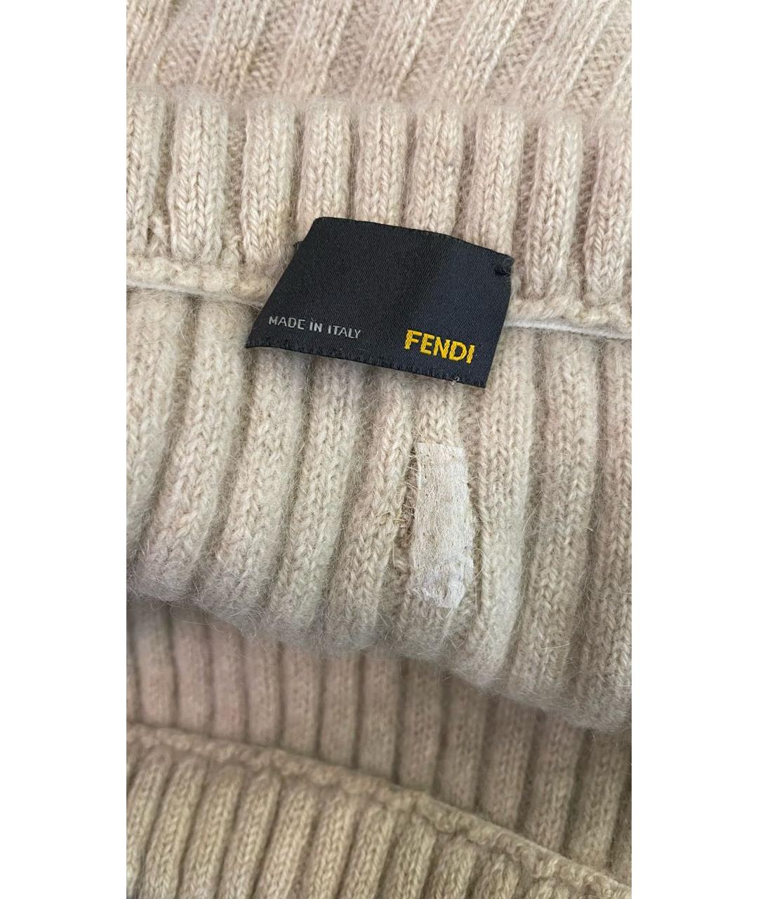 FENDI Бежевый шерстяной джемпер / свитер, фото 3