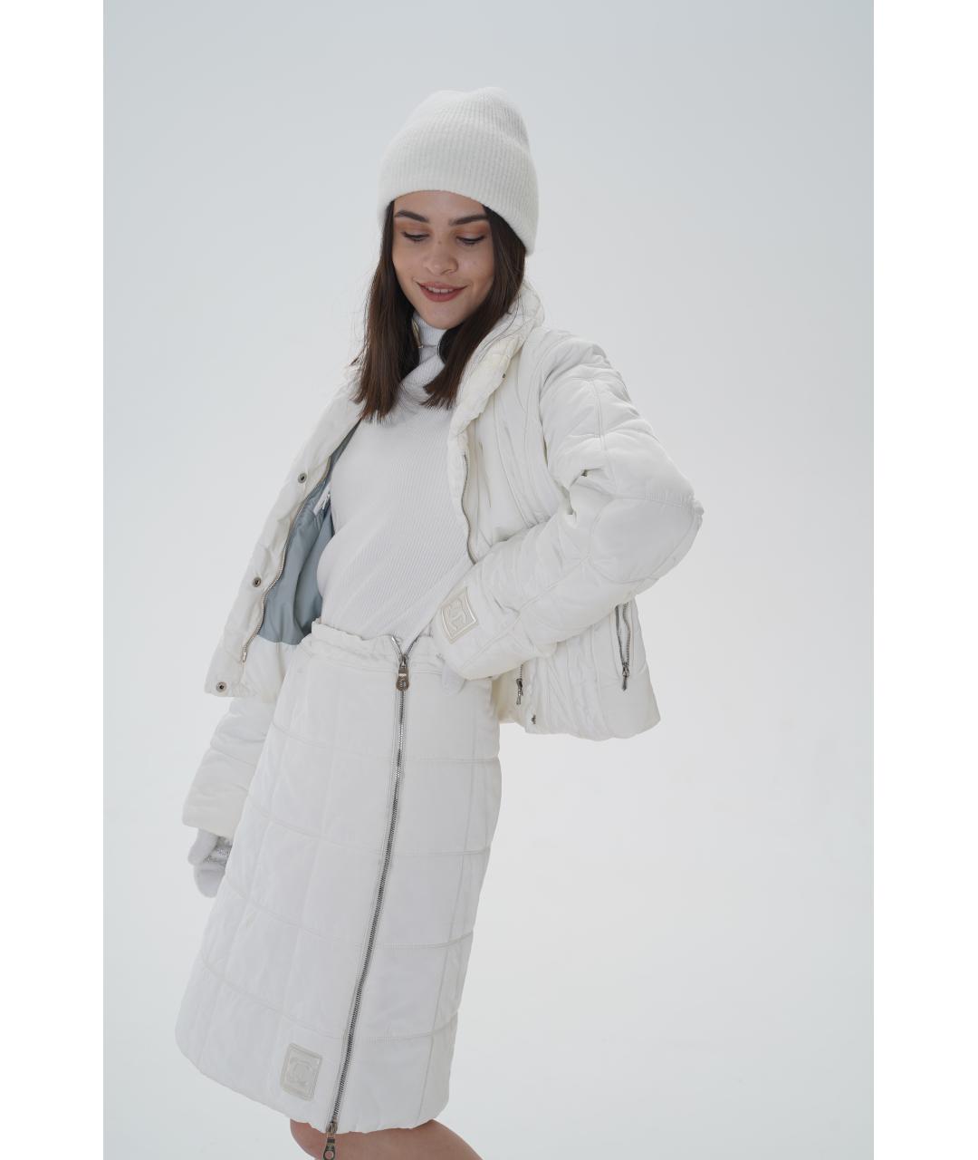 CHANEL Белая полиэстеровая юбка миди, фото 4